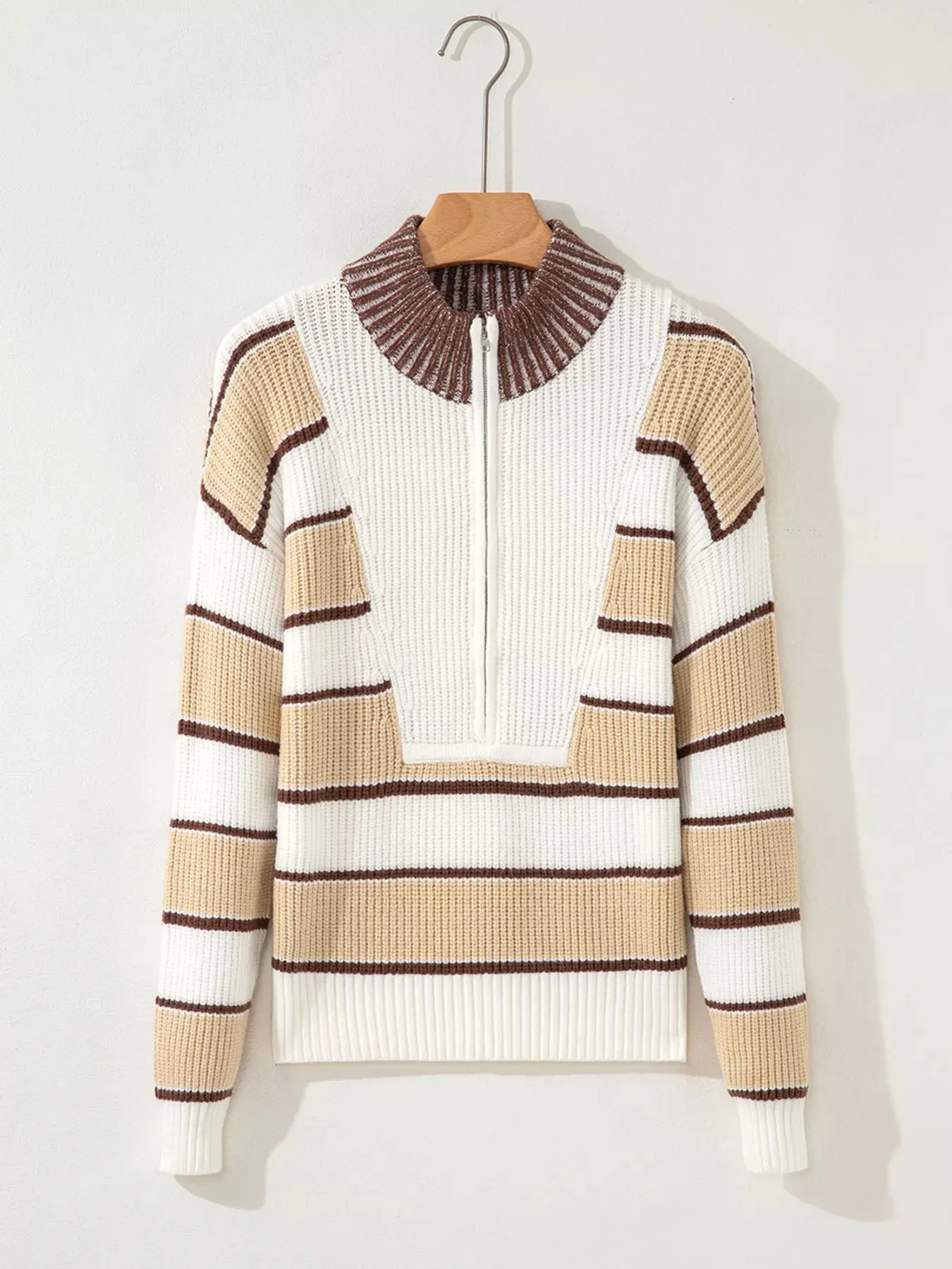Stripe Half Zip Drop Shoulder Sweater sold by Charming Charlie product image thumbnail 2