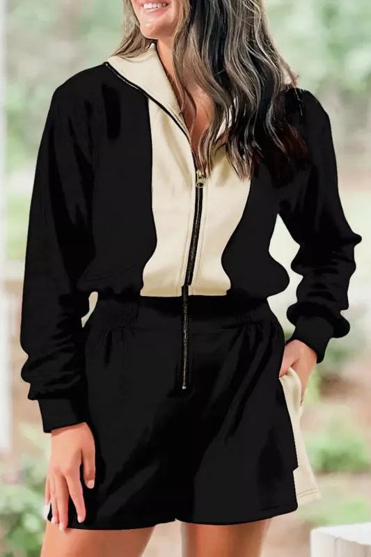 Two-Tone Zip-Up Romper sold by Charming Charlie