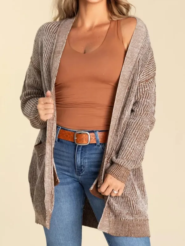 Open Front Dropped Shoulder Cardigan with Pockets sold by Charming Charlie