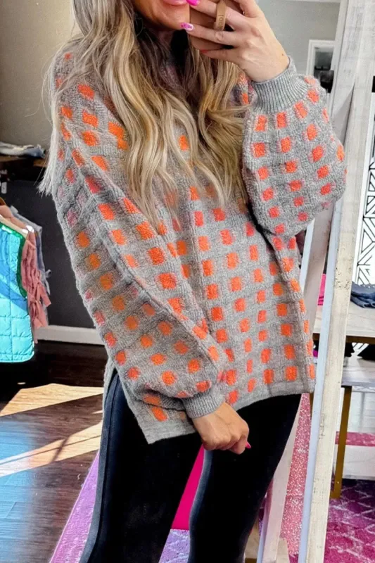 Plaid Round Neck Dropped Shoulder Sweater sold by Charming Charlie