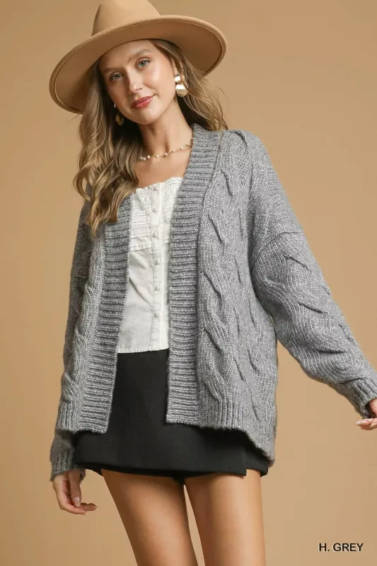 Umgee Chunky Cable Knit Open Front Cardigan sold by Charming Charlie