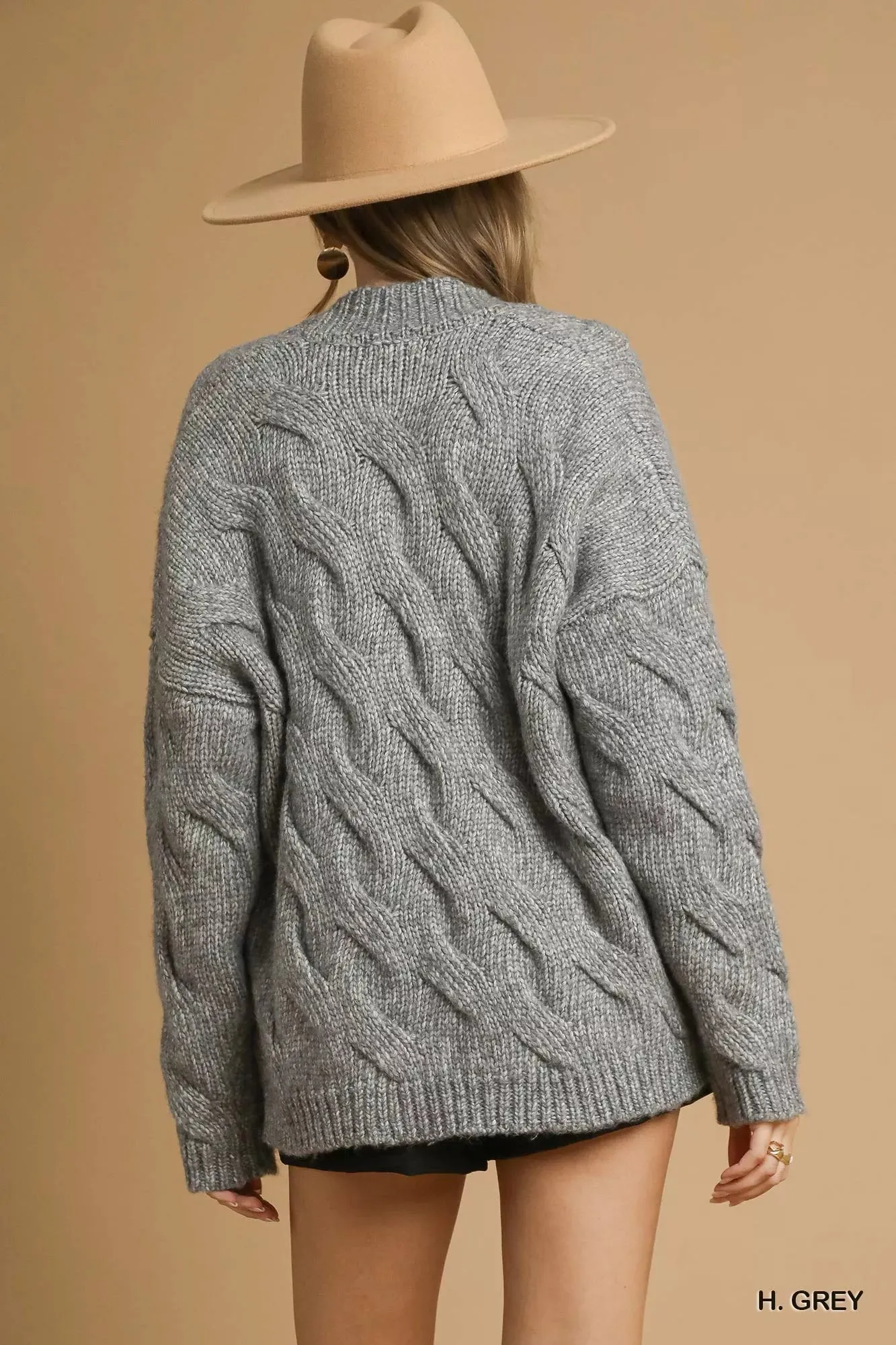 Umgee Chunky Cable Knit Open Front Cardigan sold by Charming Charlie product image thumbnail 2