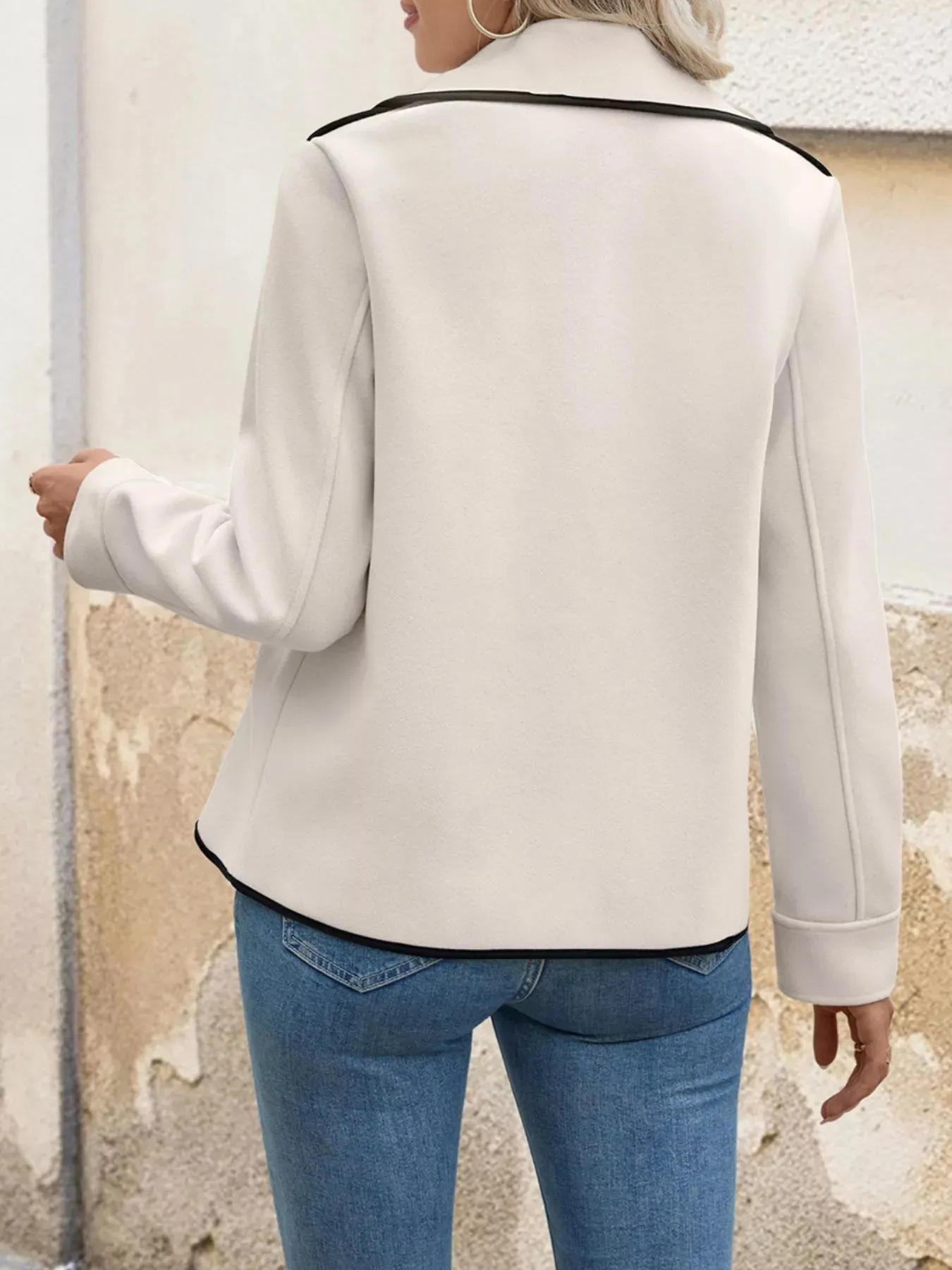 Contrast Trim Double-Breasted Jacket sold by Charming Charlie product image thumbnail 5