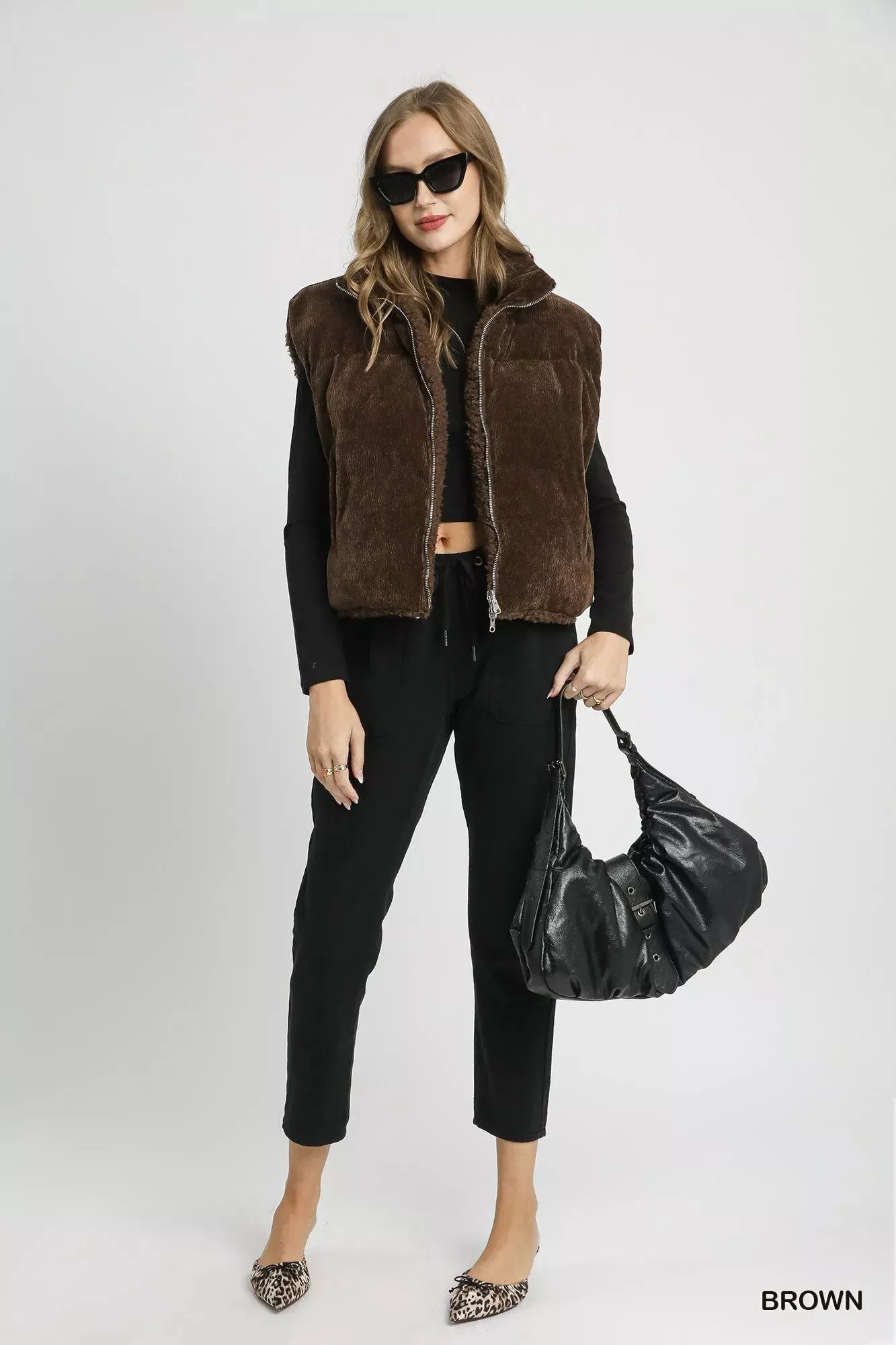 Umgee Sherpa-Lined Zip Vest with Drawstring Hem sold by Charming Charlie product image thumbnail 3