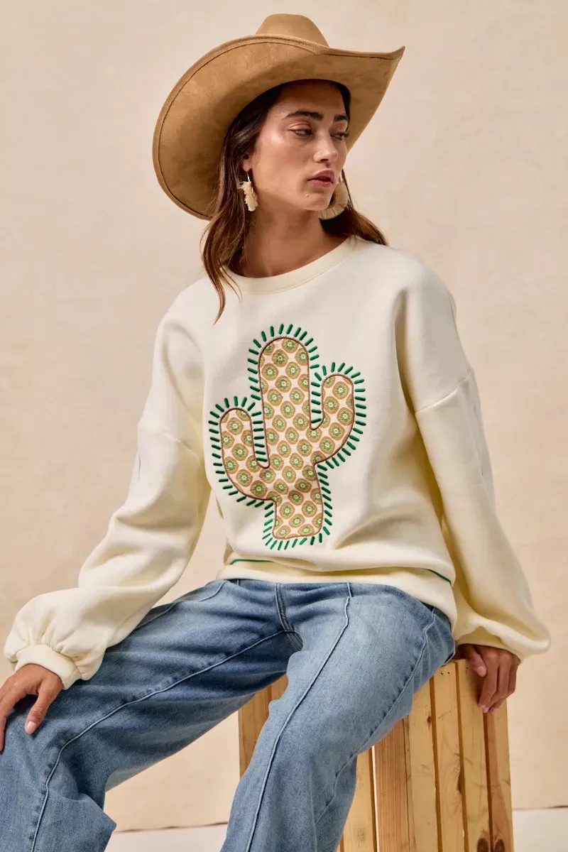 BiBi Cactus Embroidered Fleece Sweatshirt sold by Charming Charlie product image thumbnail 5