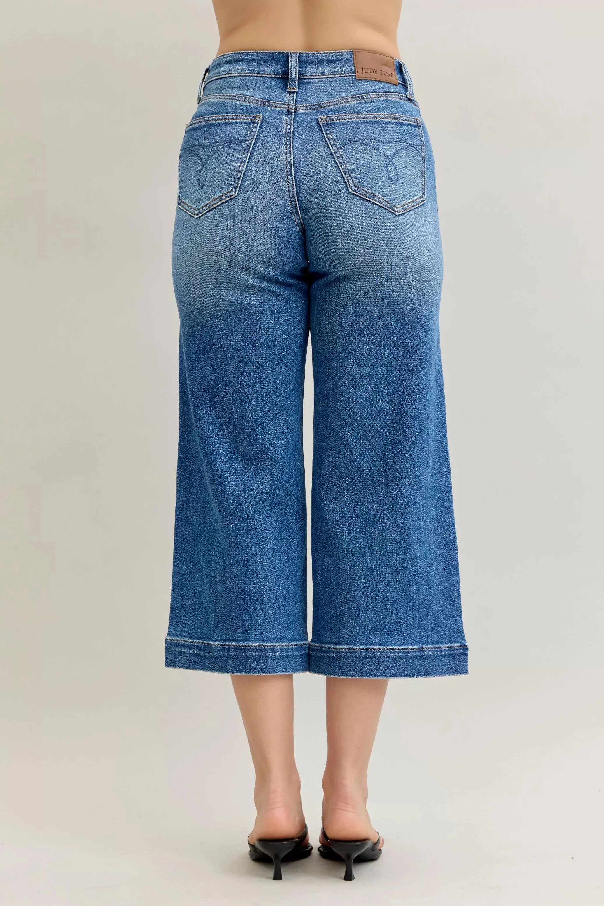 Judy Blue Mid Rise Crop Wide Leg Jeans sold by Charming Charlie product image thumbnail 3