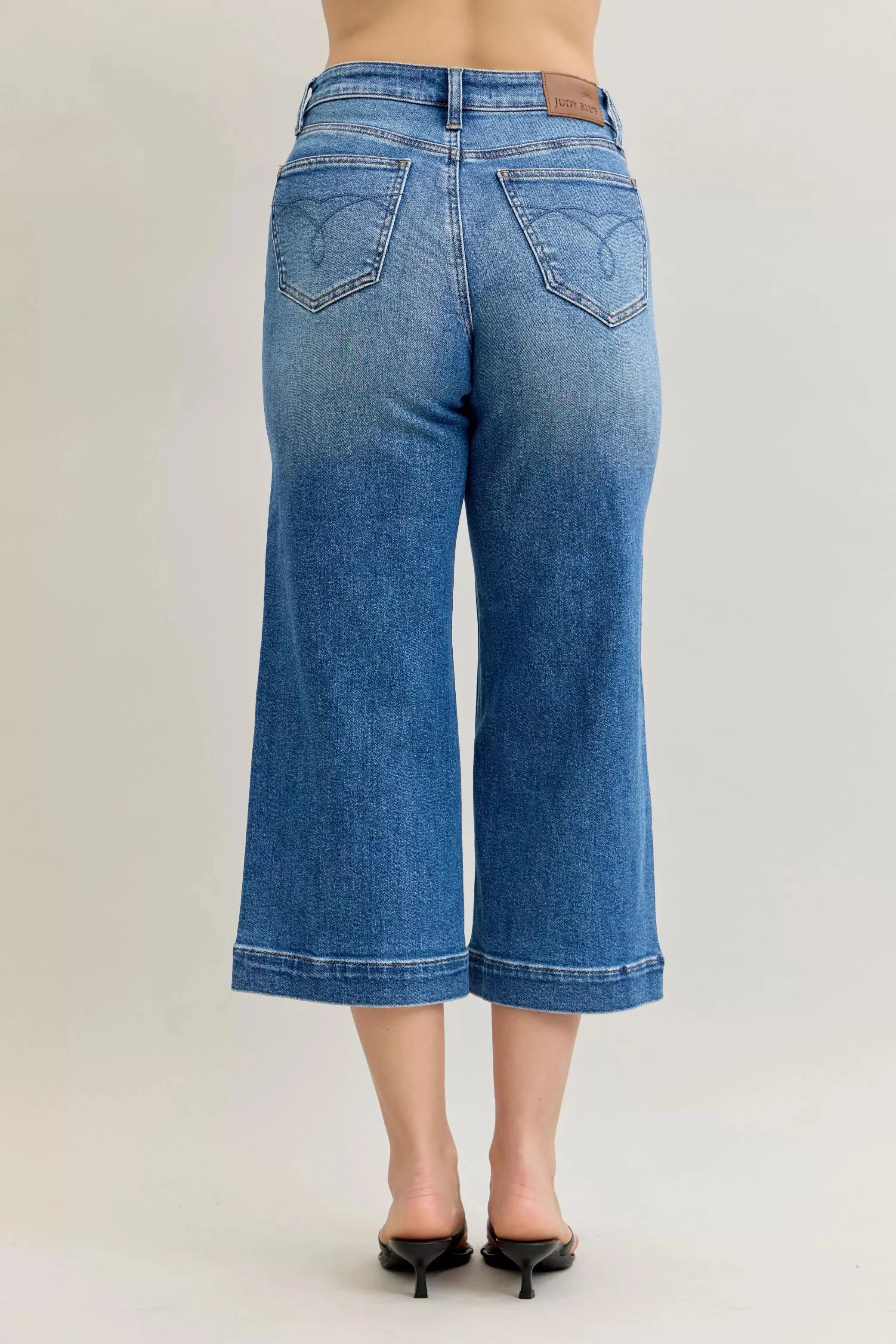 Judy Blue Mid Rise Crop Wide Leg Jeans sold by Charming Charlie product image thumbnail 4