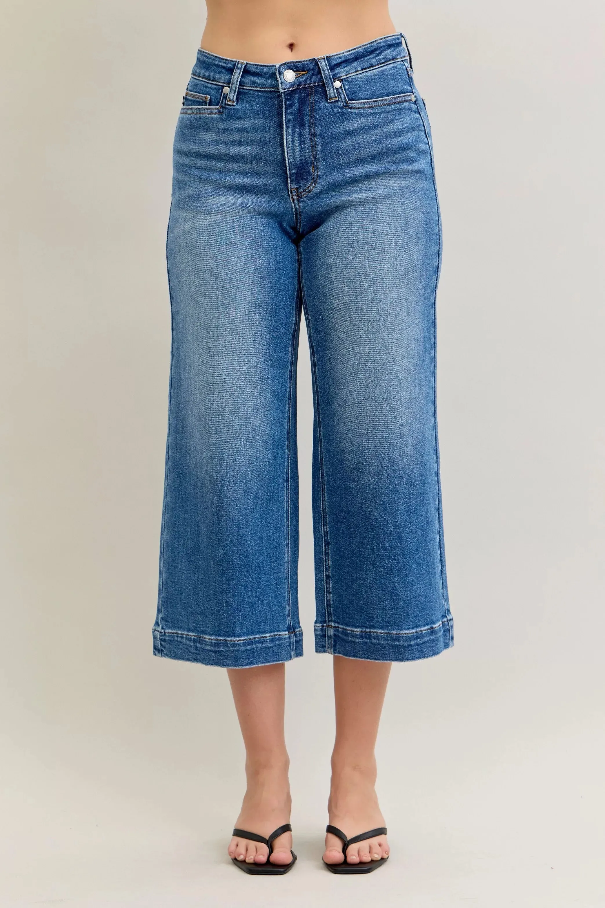 Judy Blue Mid Rise Crop Wide Leg Jeans sold by Charming Charlie