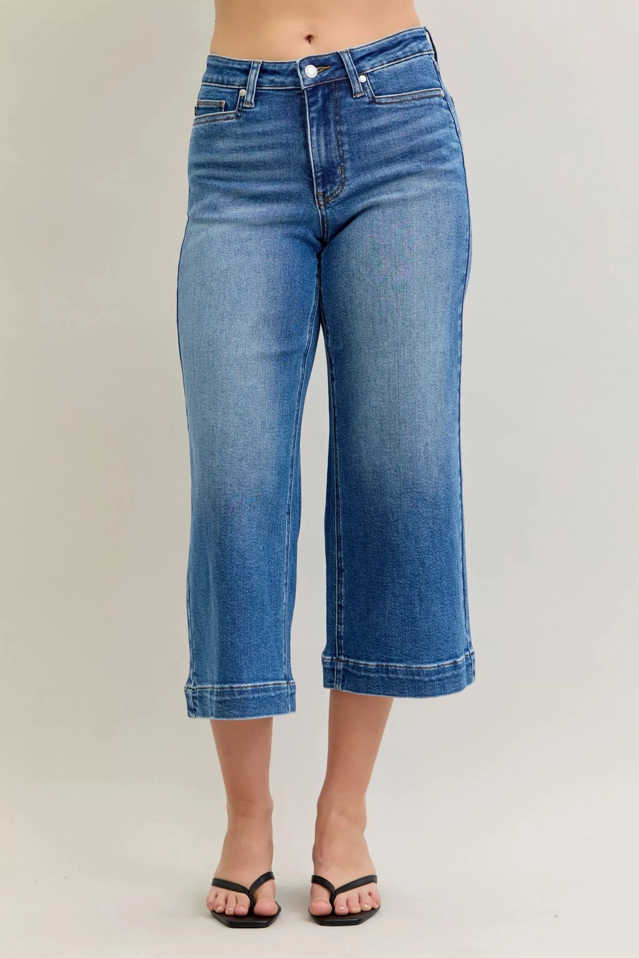 Judy Blue Mid Rise Crop Wide Leg Jeans sold by Charming Charlie product image thumbnail 2
