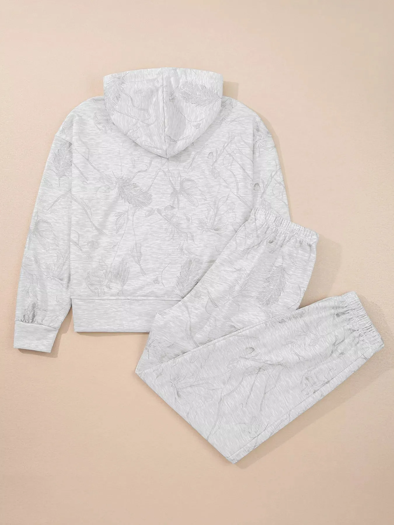 Abstract Print Loose Drop Sleeve Hoodie and Elastic Waistband Pants Set sold by Charming Charlie product image thumbnail 5