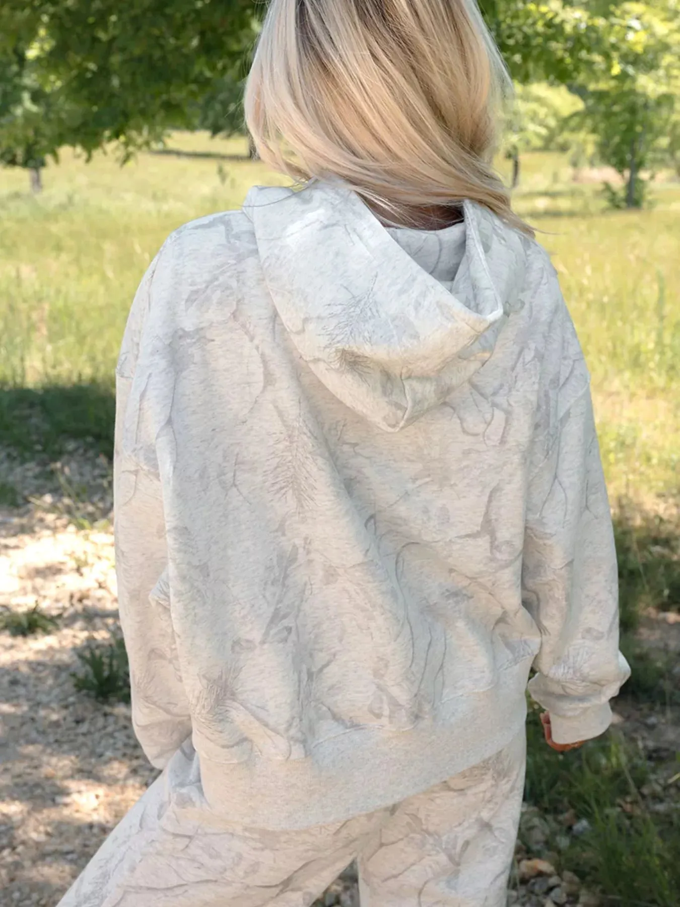 Abstract Print Loose Drop Sleeve Hoodie and Elastic Waistband Pants Set sold by Charming Charlie product image thumbnail 3