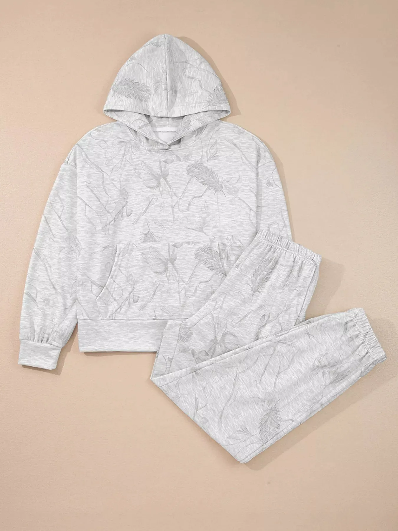 Abstract Print Loose Drop Sleeve Hoodie and Elastic Waistband Pants Set sold by Charming Charlie product image thumbnail 4