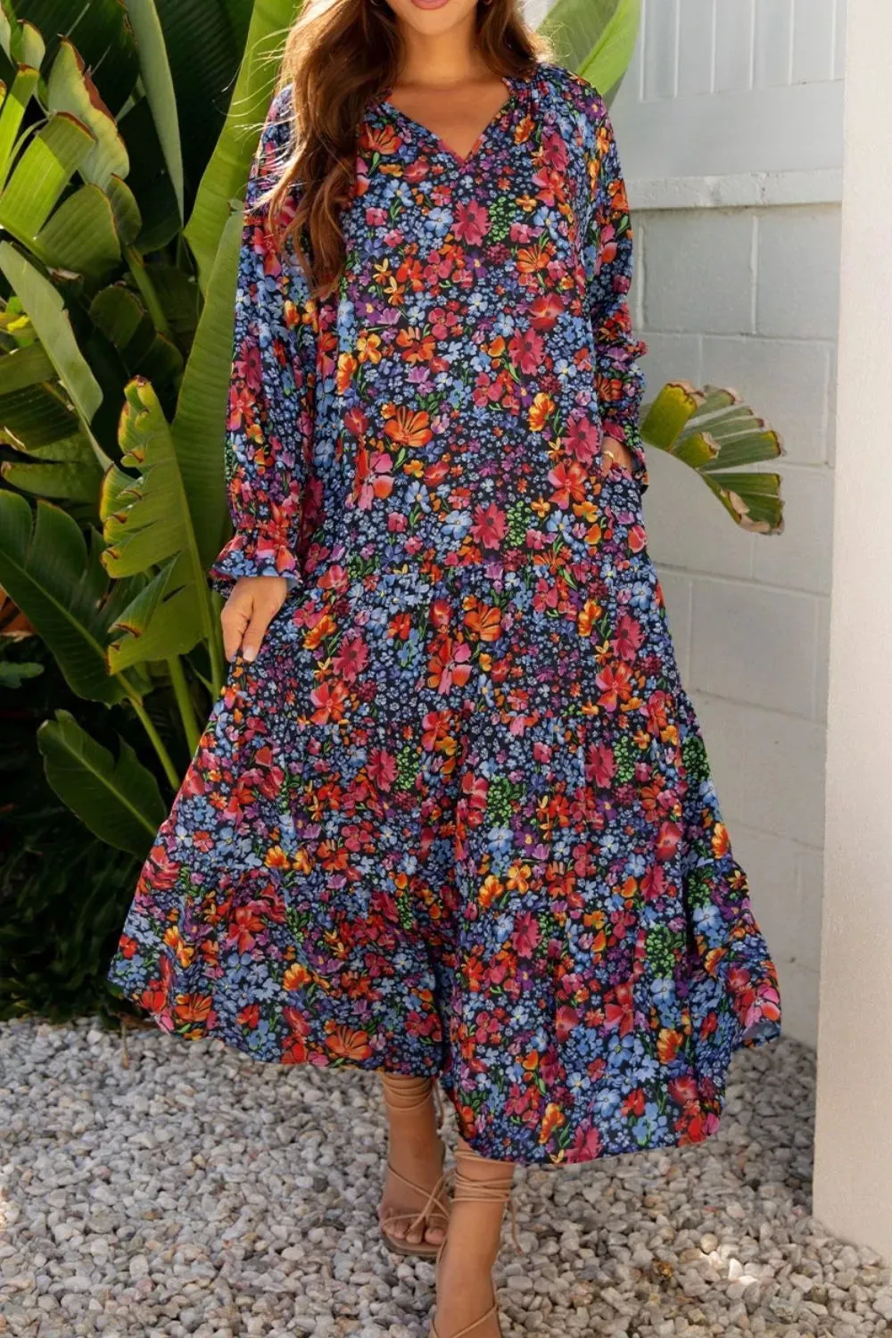 Floral Print Flounce Sleeve Dress sold by Charming Charlie product image thumbnail 2