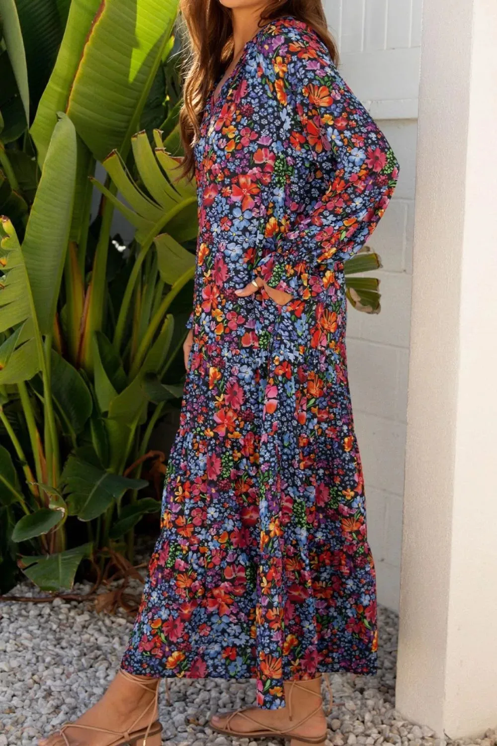 Floral Print Flounce Sleeve Dress sold by Charming Charlie product image thumbnail 4