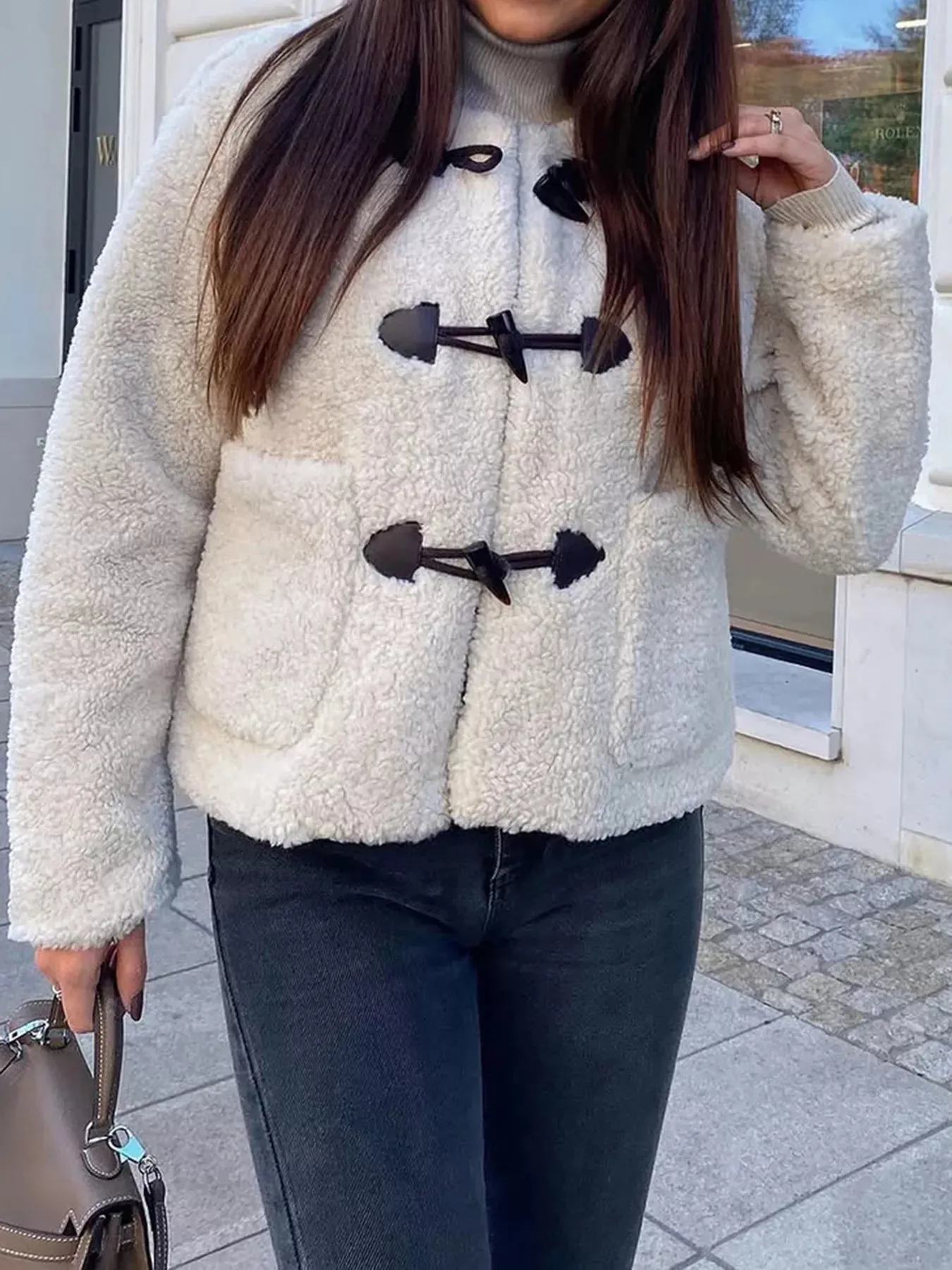 Sherpa Fleece Toggle Button Jacket sold by Charming Charlie product image thumbnail 2