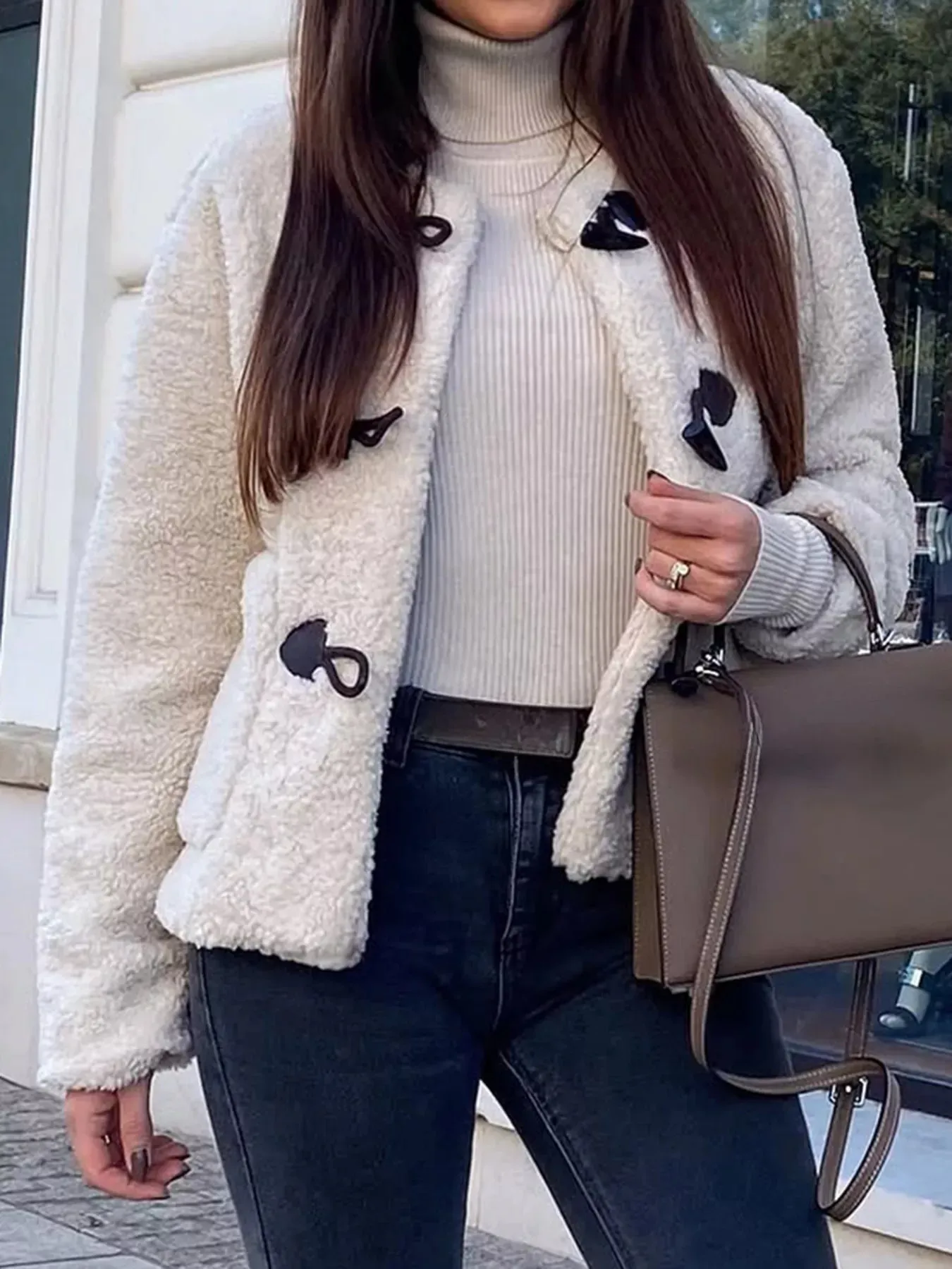 Sherpa Fleece Toggle Button Jacket sold by Charming Charlie