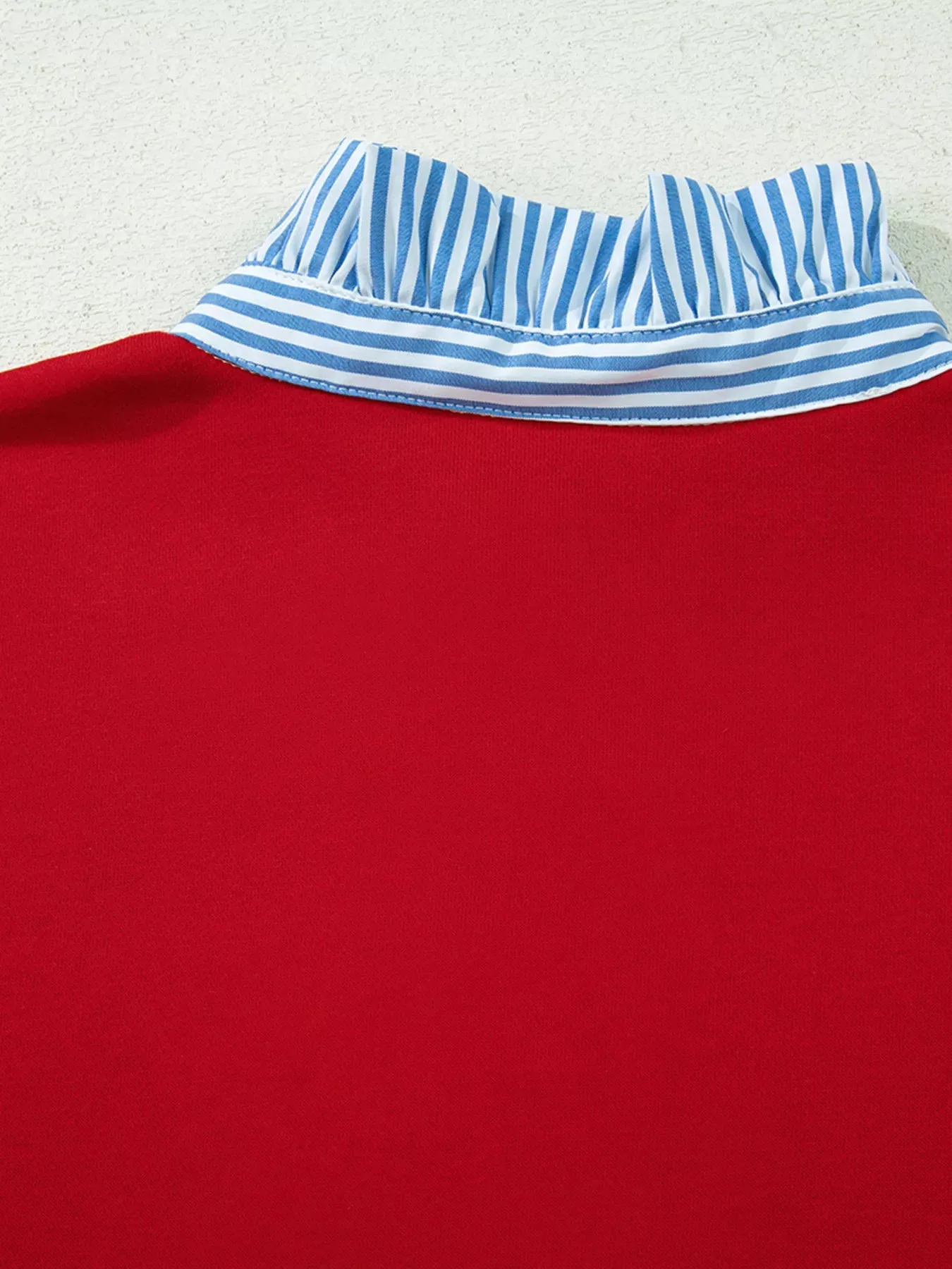 Striped Collar Patchwork Satin Bow Sweatshirt and Shorts Set sold by Charming Charlie product image thumbnail 5