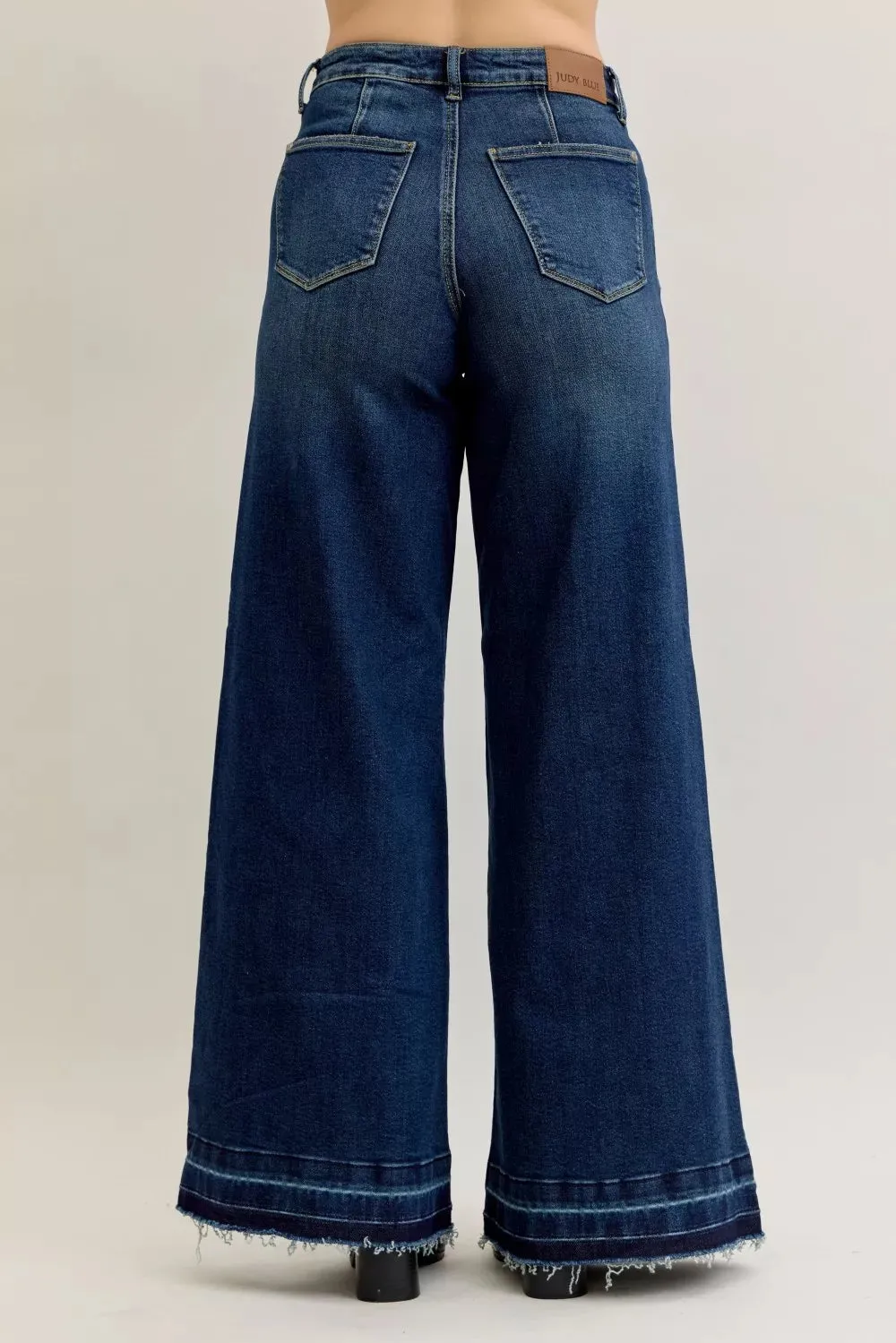 Judy Blue High Waist Palazzo Jeans with Front Patch Pockets sold by Charming Charlie product image thumbnail 4