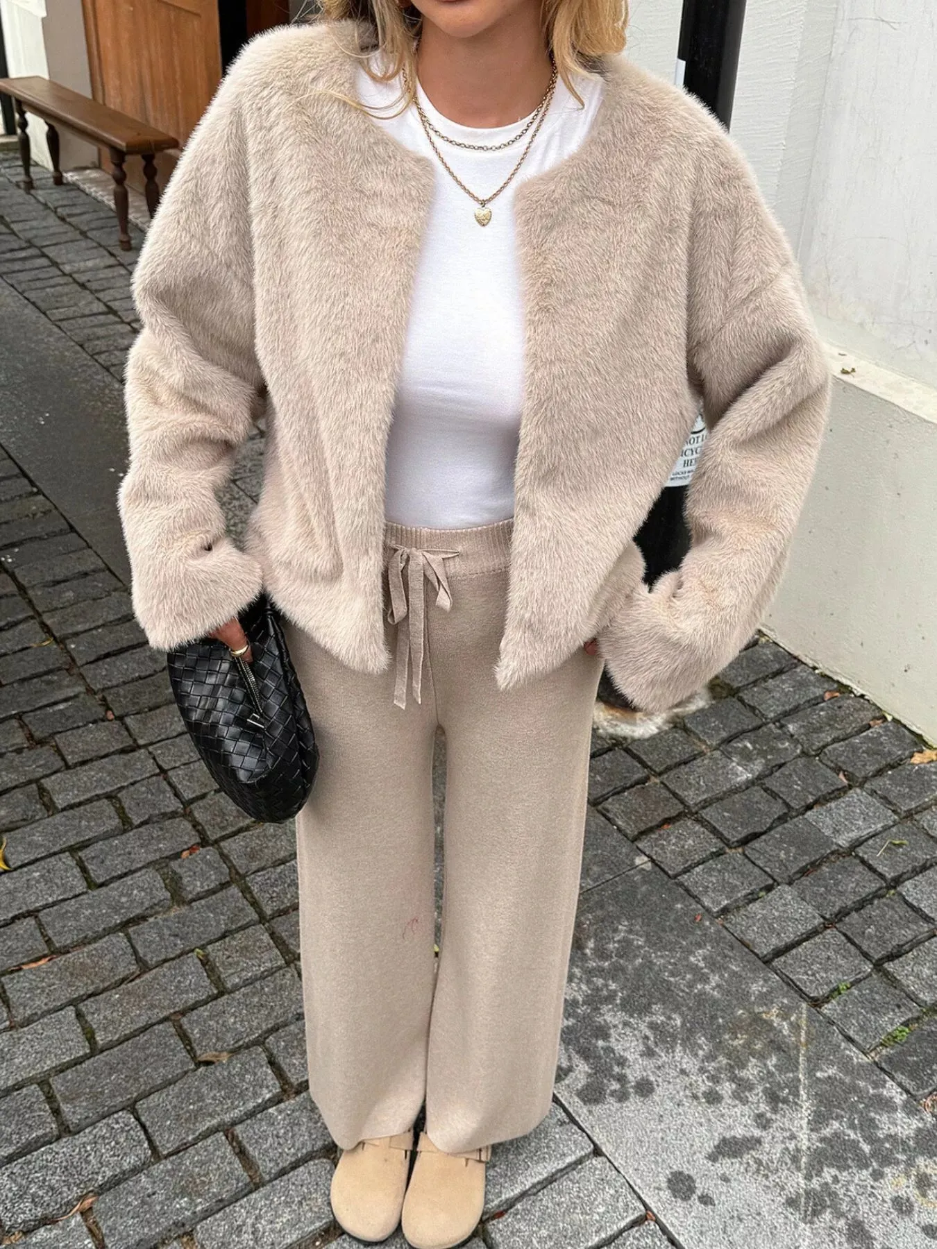 Open Front Dropped Shoulder Fuzzy Outerwear sold by Charming Charlie product image thumbnail 4