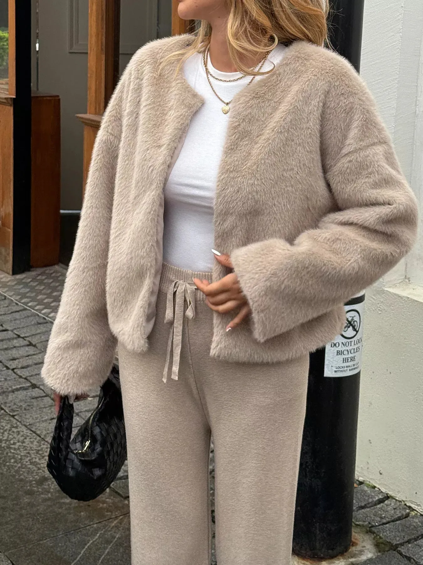 Open Front Dropped Shoulder Fuzzy Outerwear sold by Charming Charlie product image thumbnail 2