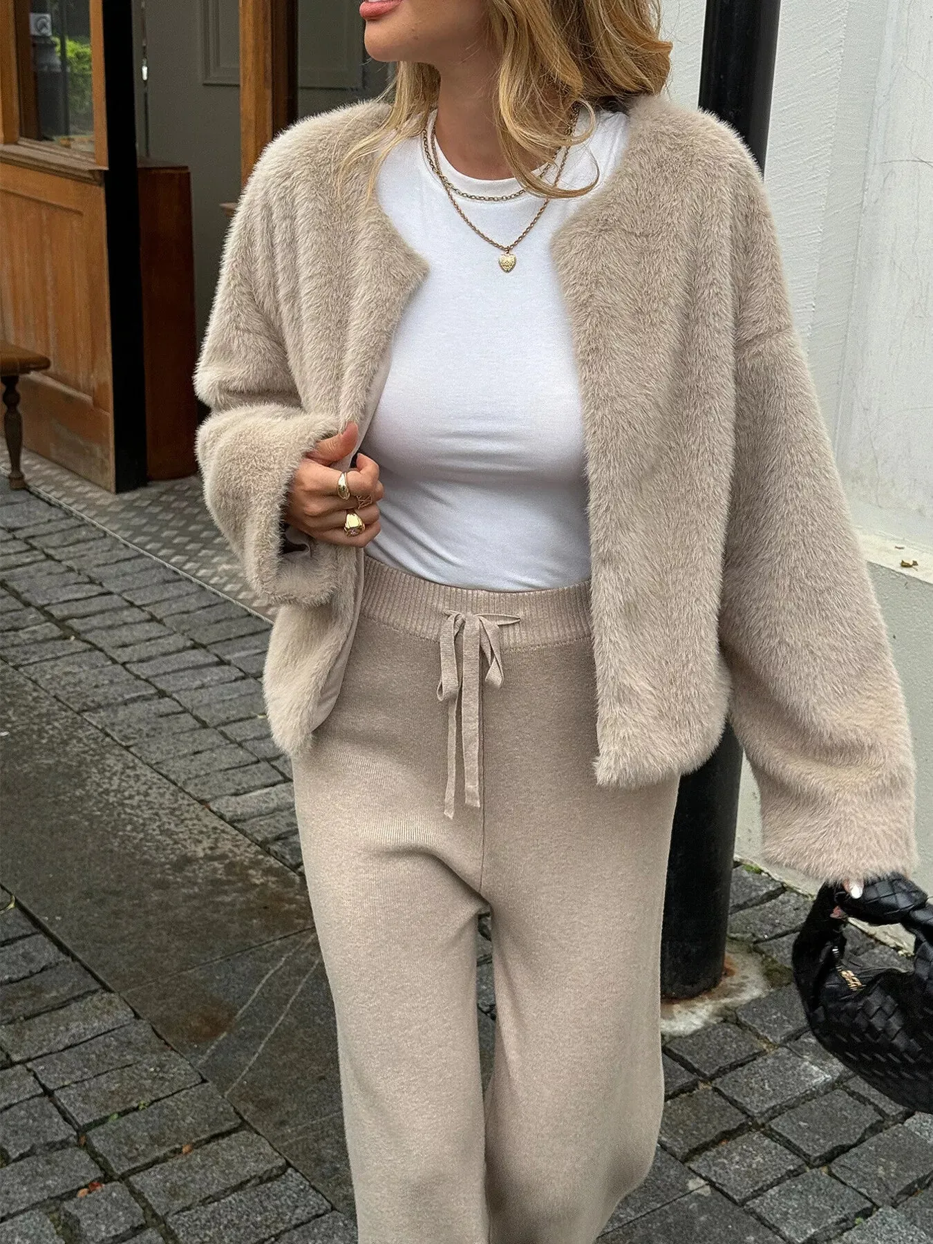 Open Front Dropped Shoulder Fuzzy Outerwear sold by Charming Charlie product image thumbnail 3