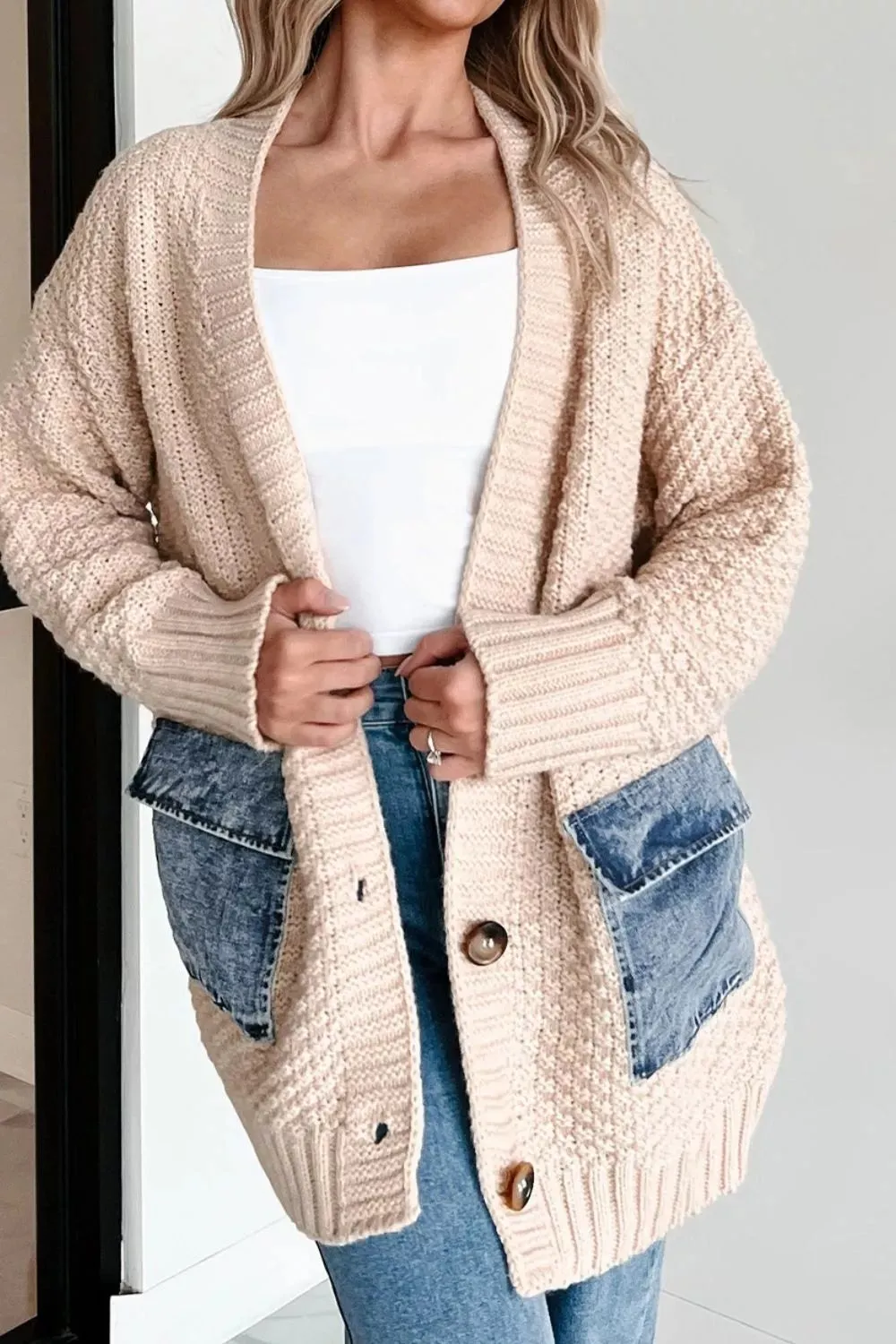 Textured Knit Open-Front Cardigan sold by Charming Charlie product image thumbnail 3