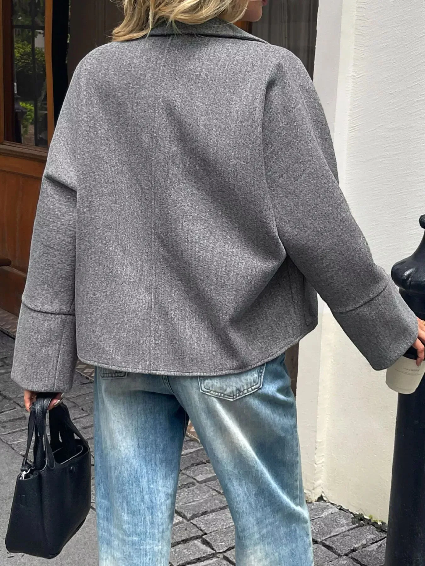 Oversized Collared Neck Zip-Up Jacket sold by Charming Charlie product image thumbnail 5