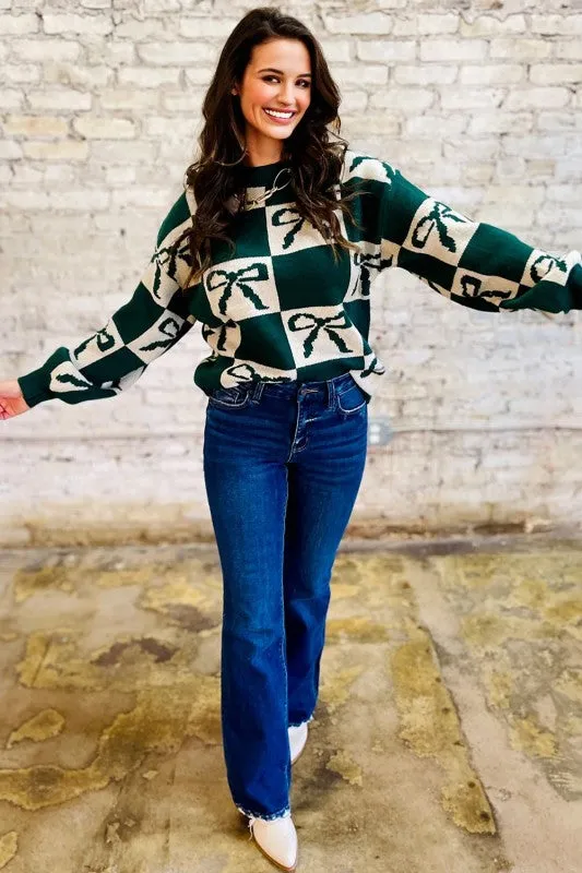 Checker Bow Crewneck Sweater sold by Charming Charlie product image thumbnail 2