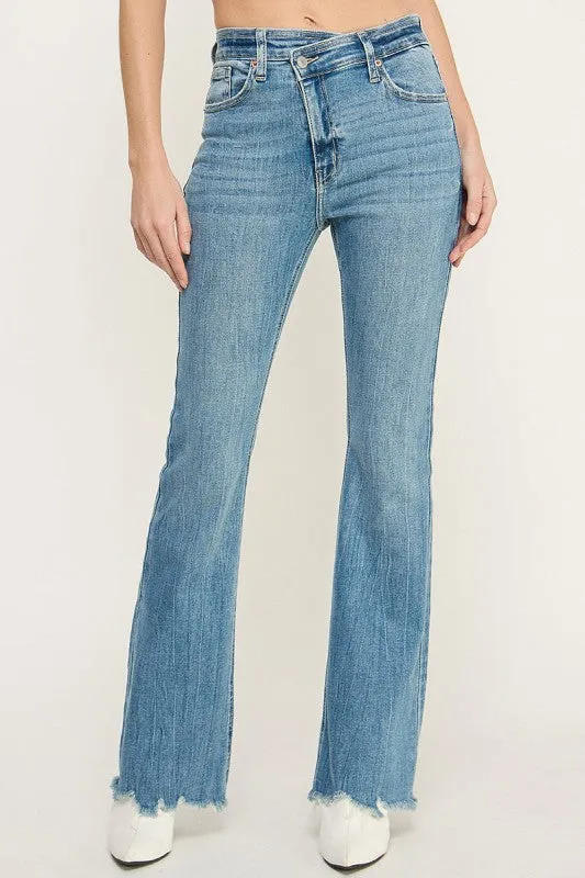 AT1098FLM -  HIGH RISE FLARE JEANS sold by Charming Charlie