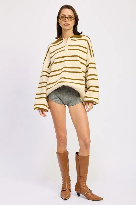OVERSIZED STRIPE COLLAR SWEATER sold by Charming Charlie product image thumbnail 3