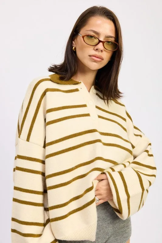 OVERSIZED STRIPE COLLAR SWEATER sold by Charming Charlie product image thumbnail 4