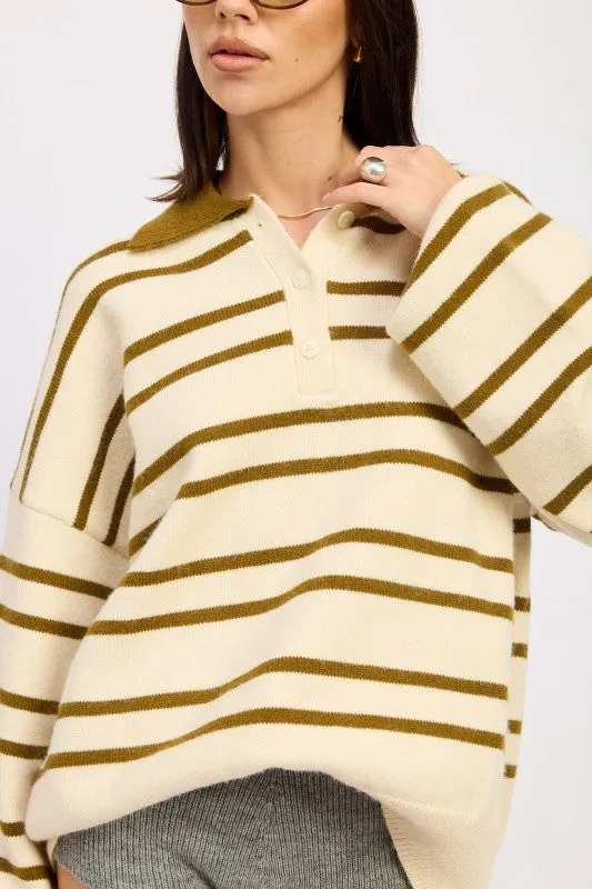 OVERSIZED STRIPE COLLAR SWEATER sold by Charming Charlie product image thumbnail 2