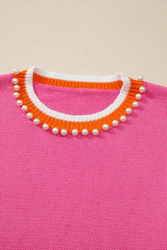 Pearl Contrast Trim Crewneck Drop Shoulder Sweater sold by Charming Charlie product image thumbnail 4