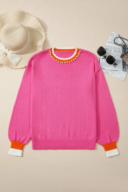 Pearl Contrast Trim Crewneck Drop Shoulder Sweater sold by Charming Charlie product image thumbnail 2