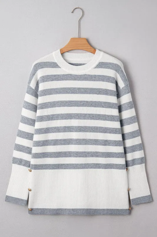 Stripe Ribbed Side-Button Drop Shoulder Sweater sold by Charming Charlie product image thumbnail 2