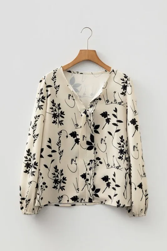 Floral Split Neck Long Sleeve Blouse sold by Charming Charlie product image thumbnail 2