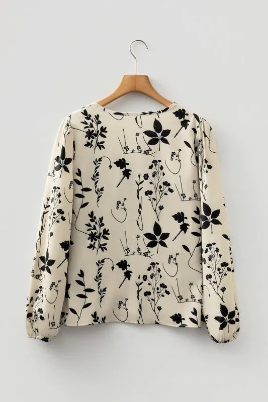 Floral Split Neck Long Sleeve Blouse sold by Charming Charlie product image thumbnail 3