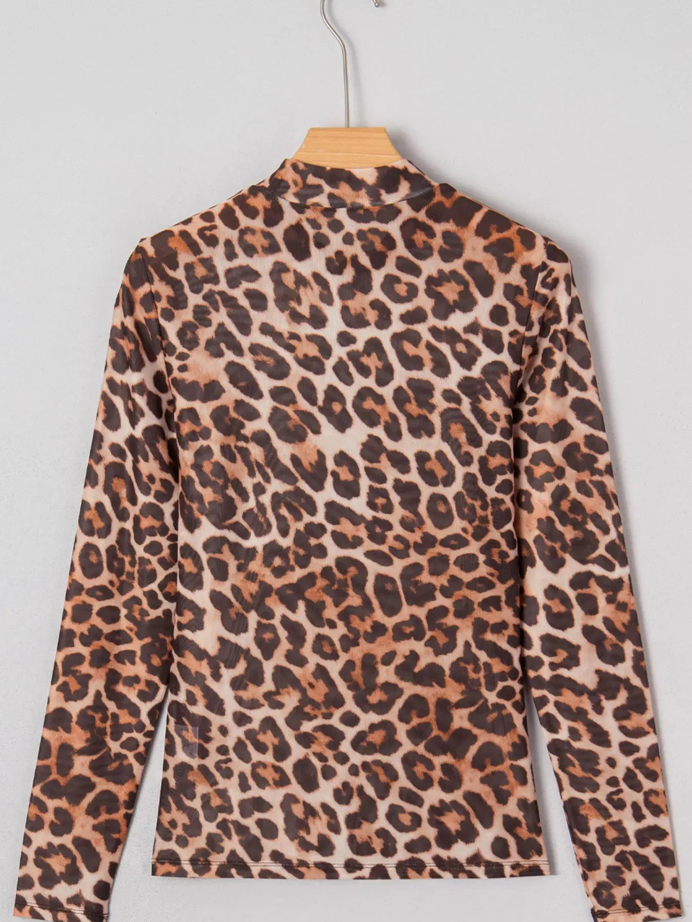 Leopard Mock Neck Long Sleeve Mesh Top sold by Charming Charlie product image thumbnail 3