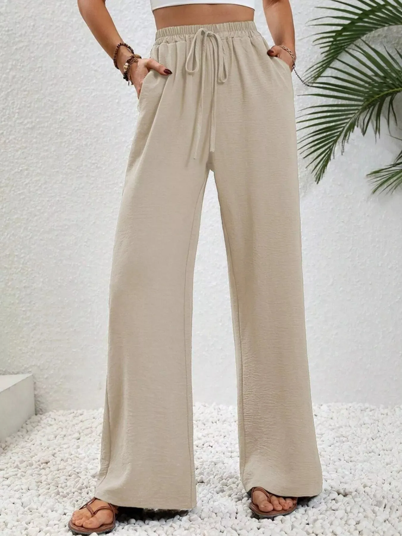 Casual Drawstring Wide Leg Pants sold by Charming Charlie