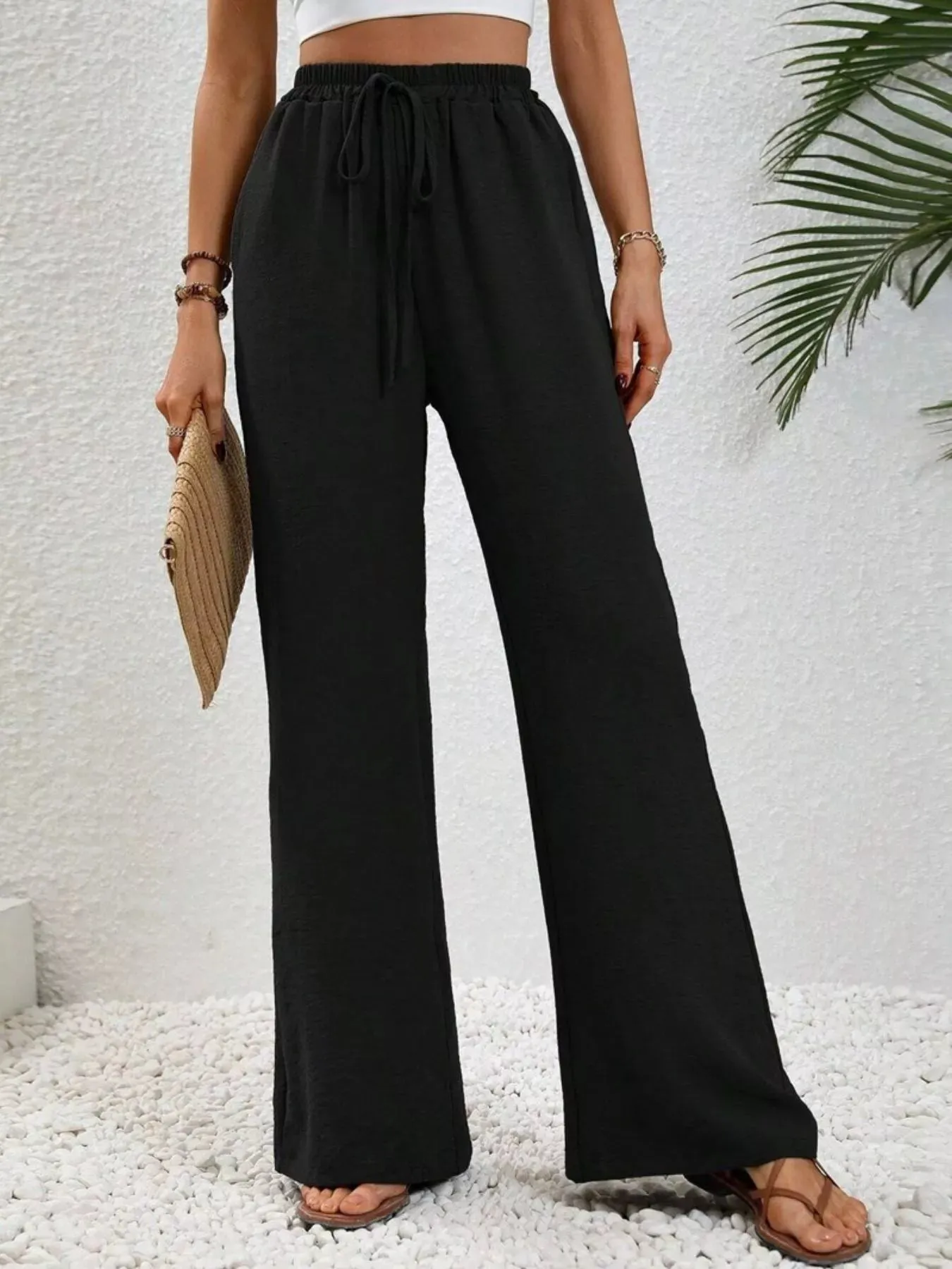 Casual Drawstring Wide Leg Pants sold by Charming Charlie product image thumbnail 5