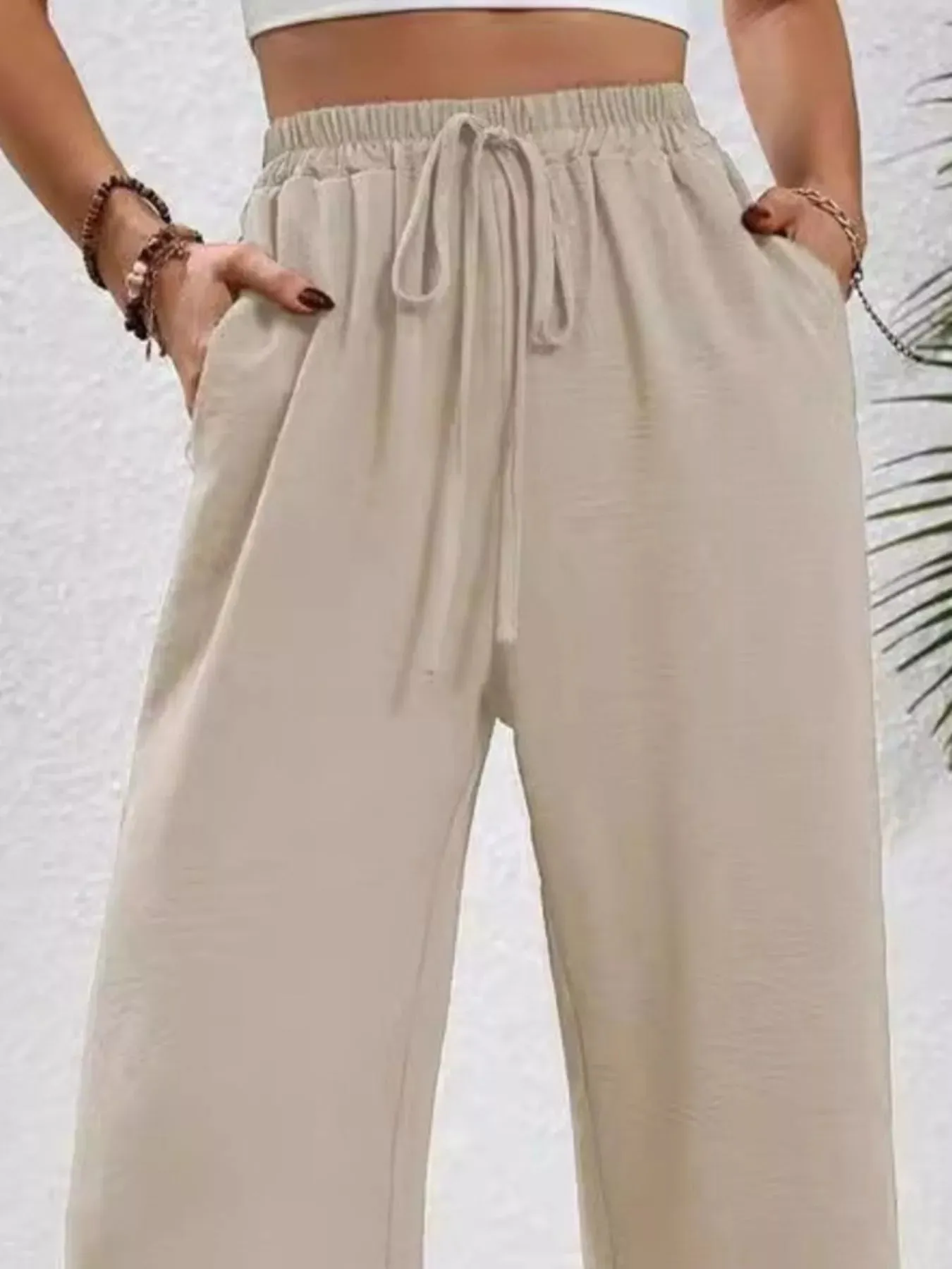 Casual Drawstring Wide Leg Pants sold by Charming Charlie product image thumbnail 2