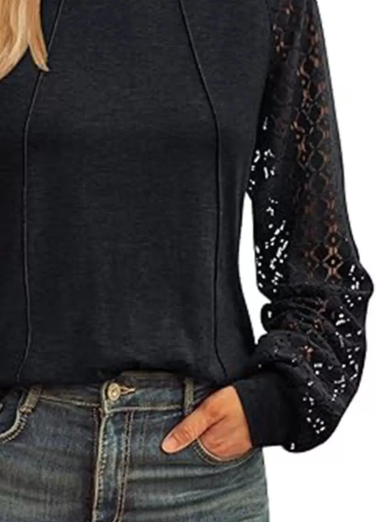 Round Neck Lace Sleeve Blouse sold by Charming Charlie product image thumbnail 3