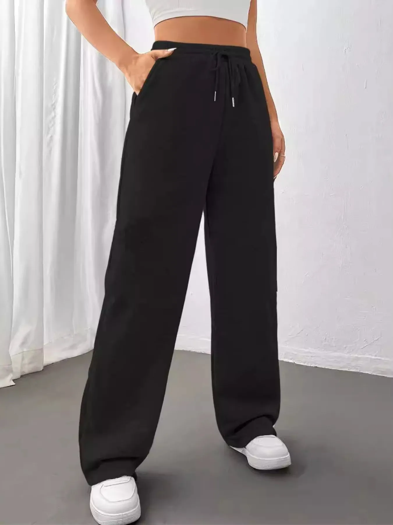 Relaxed Fit Drawstring Waist Solid Pants sold by Charming Charlie product image thumbnail 2