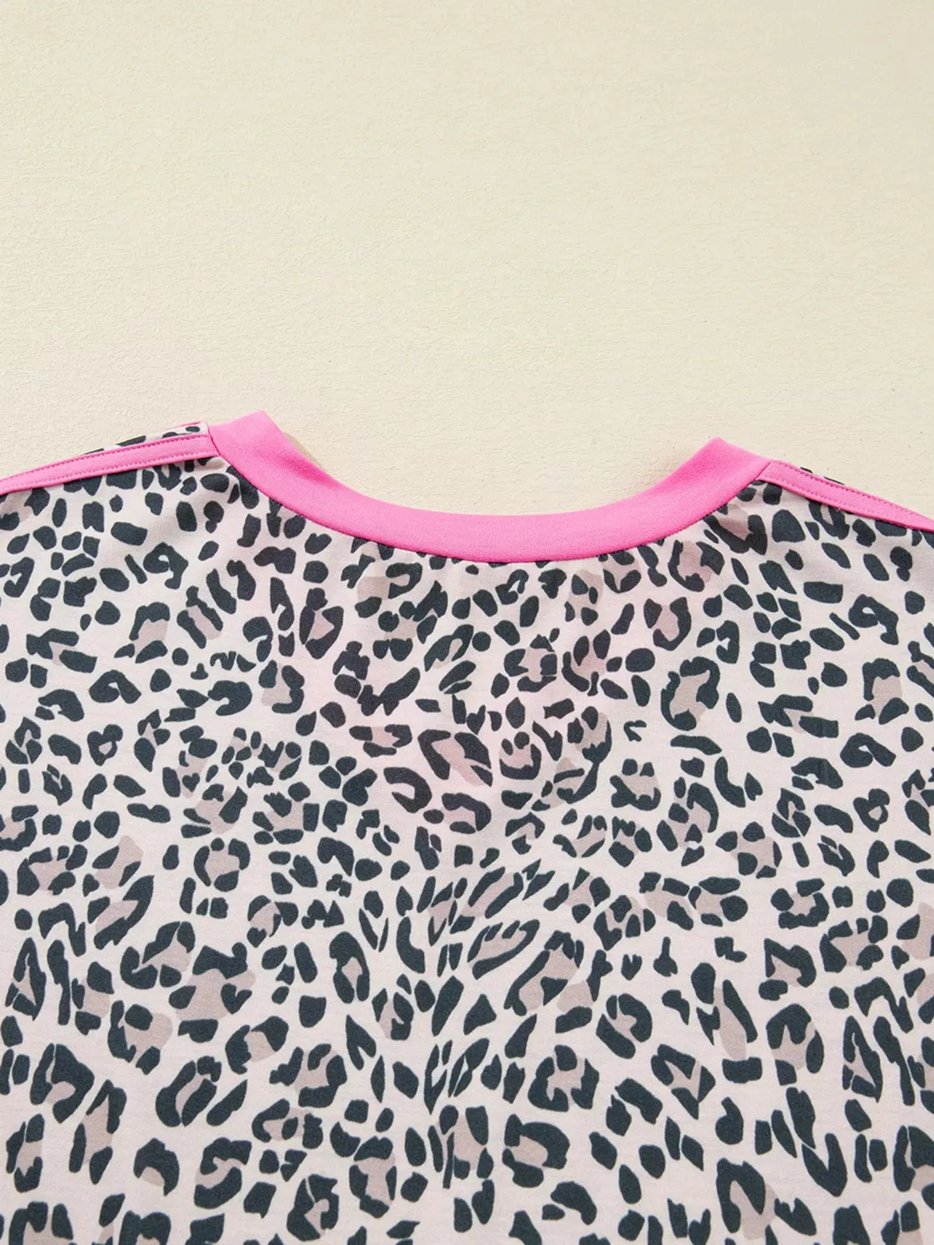 Leopard Print Contrast V Neck Varsity Stripe Detail Long Sleeve Top sold by Charming Charlie product image thumbnail 5