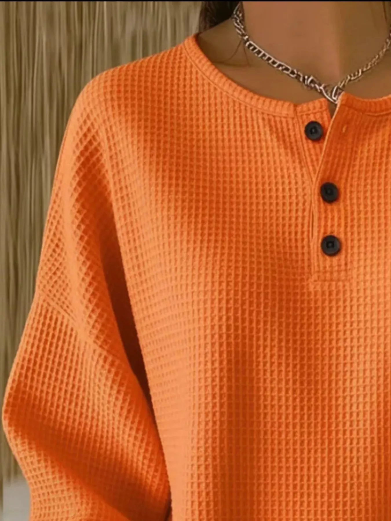 Full Size Waffle Knit Button Detail Top Plus Size sold by Charming Charlie product image thumbnail 2
