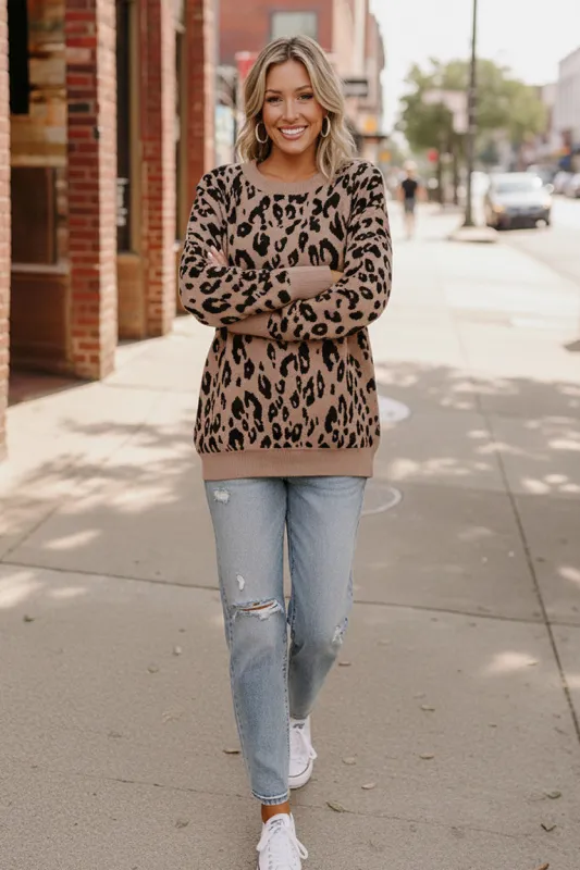 Leopard Jacquard Oversized Sweater Knit Top sold by Charming Charlie