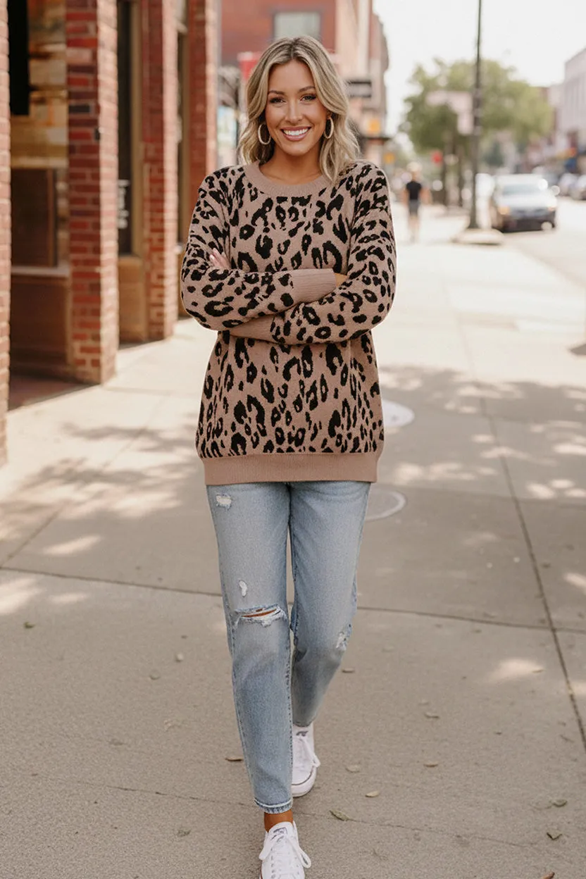 Leopard Jacquard Oversized Sweater Knit Top sold by Charming Charlie