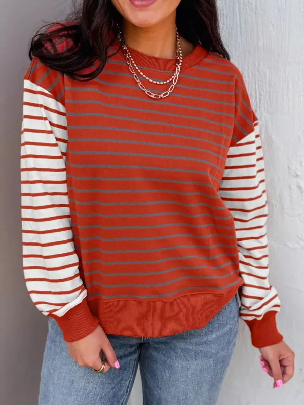 Striped Color Block Long Sleeve Sweatshirt sold by Charming Charlie