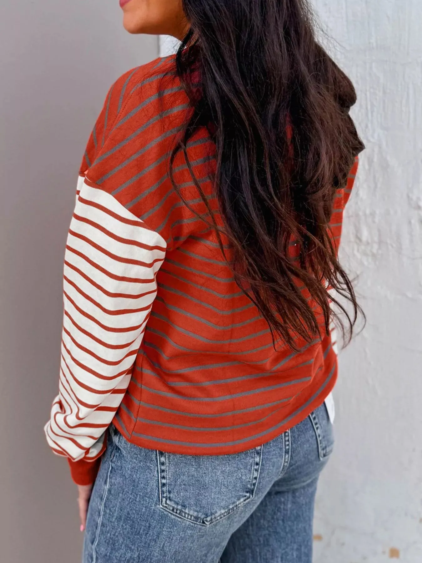 Striped Color Block Long Sleeve Sweatshirt sold by Charming Charlie product image thumbnail 2