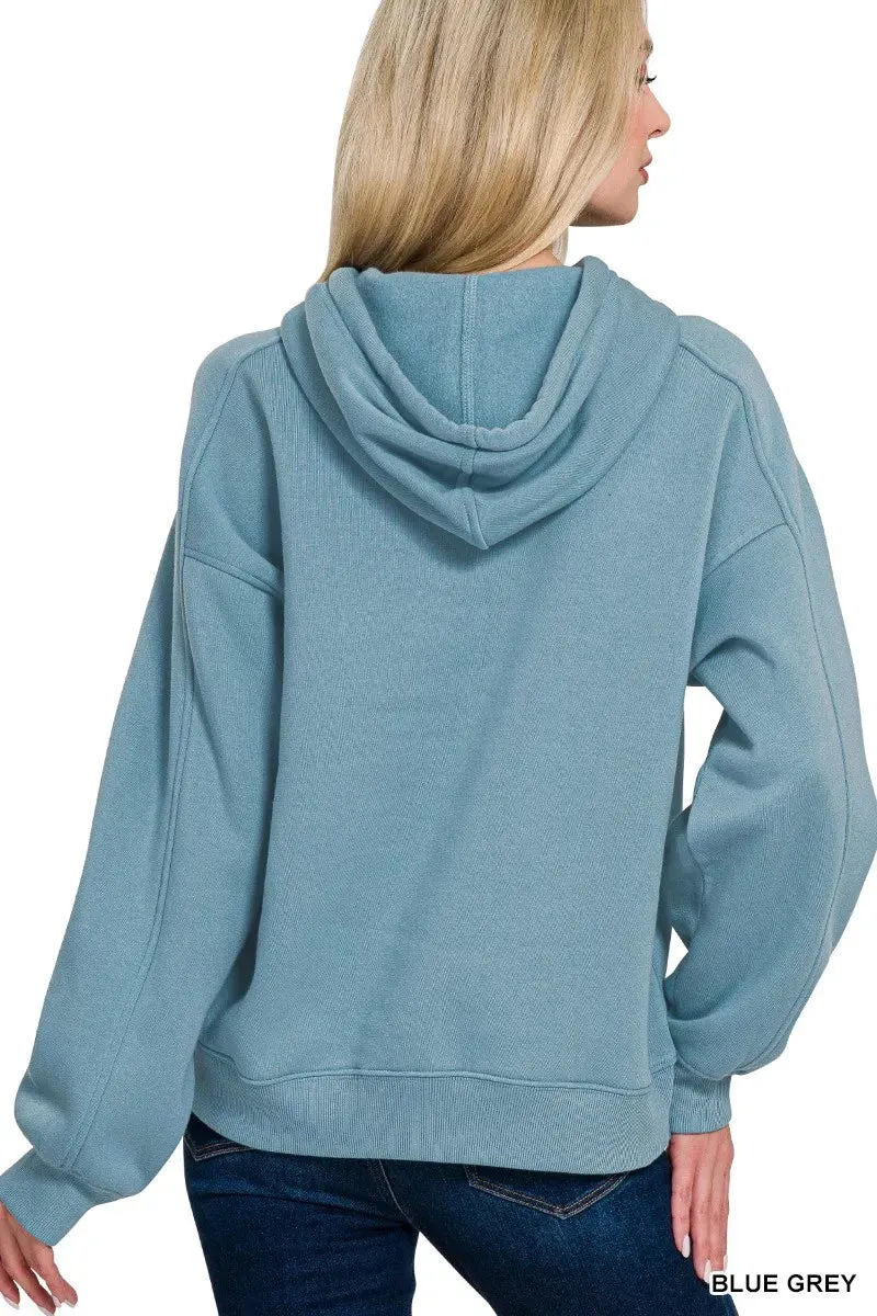 Zenana Drawstring Relaxed Fit Fleece Hoodie sold by Charming Charlie product image thumbnail 3